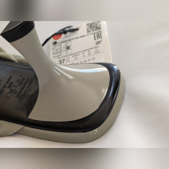 NWT ZARA Khaki Green Square Open Peep Toe Mule Sandal w/ Kitten Heel Size 6.5 - Picture 10 of 10